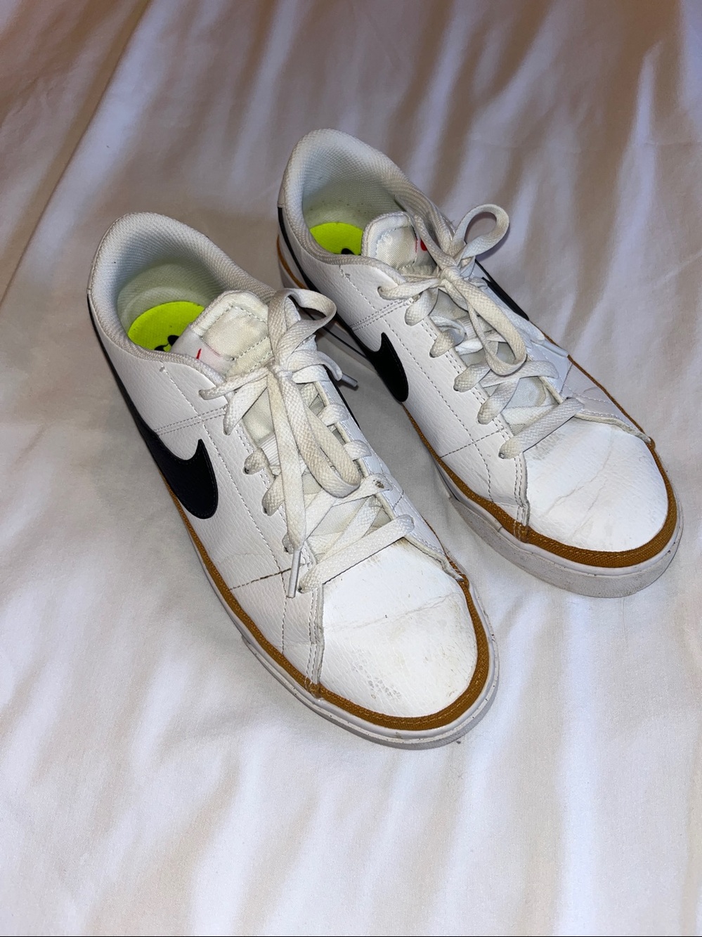 Nike Court Legacy Next Nature white sneakers with desert ochre trim 10 women’s